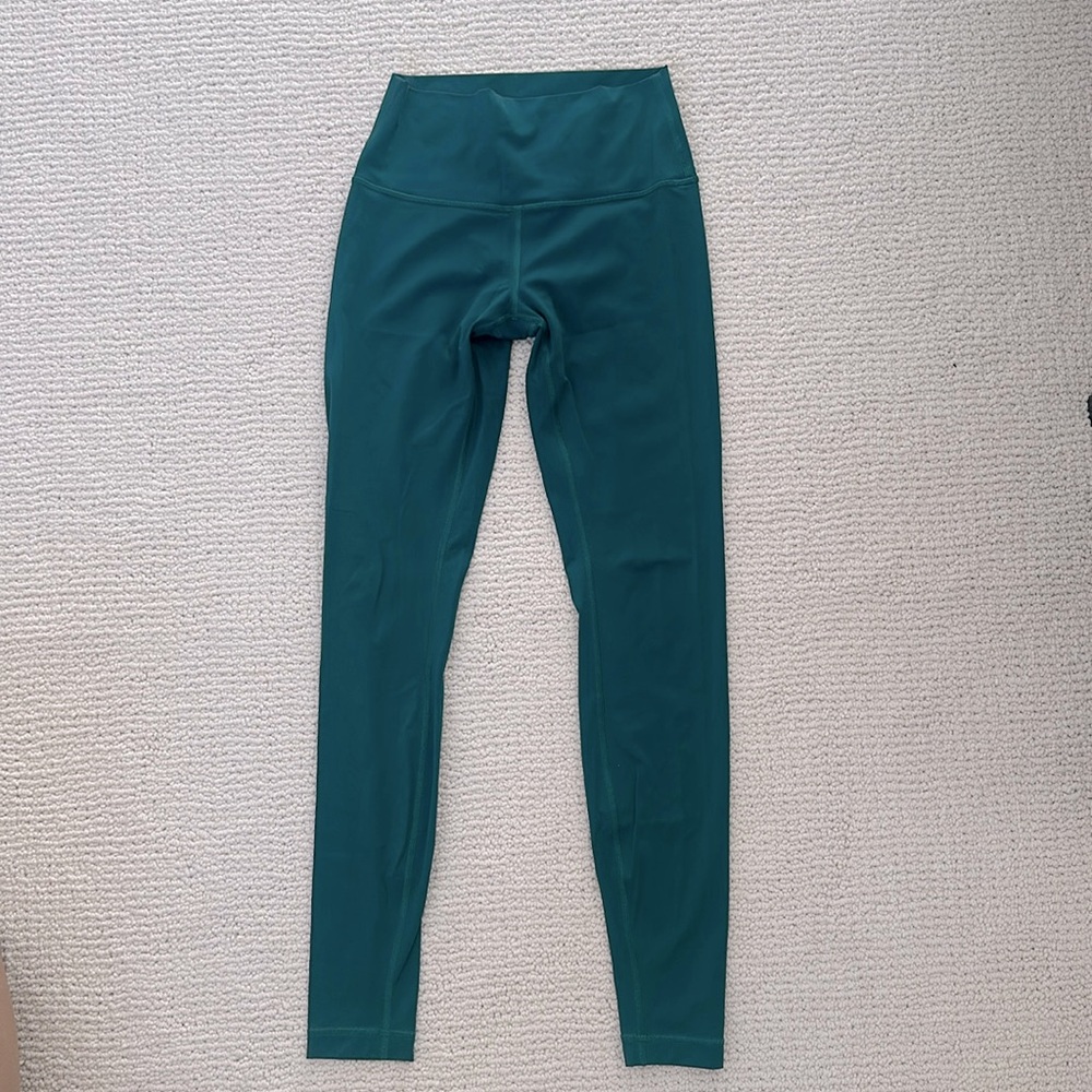 Wunder Train 25” Green Lulu Leggings size 6